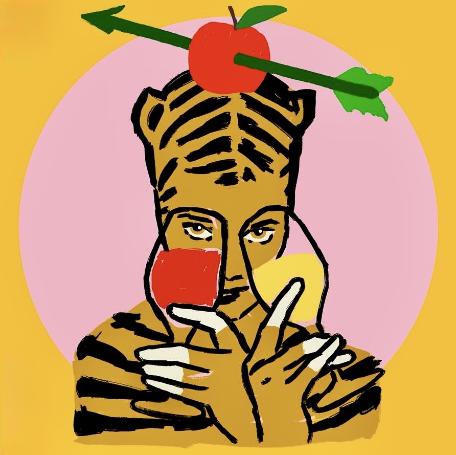 Illustration d’un tigre, mascotte du Salon Extra-BRUT(es)